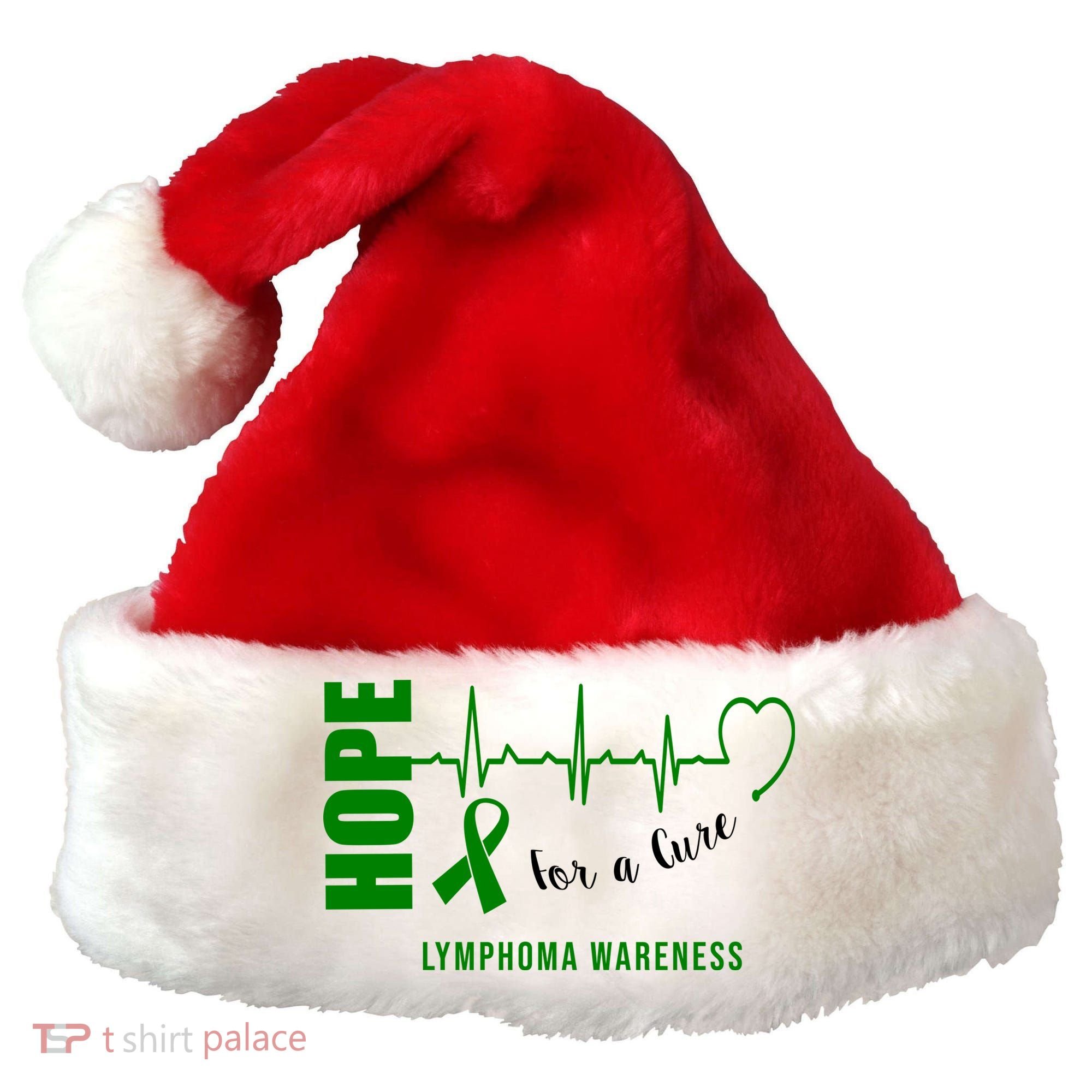 Hope Green Ribbon Lymphoma Awareness Santa Hat