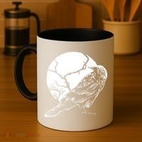 Horror Graphic Raven And Moon Coffee Mug thumb 4