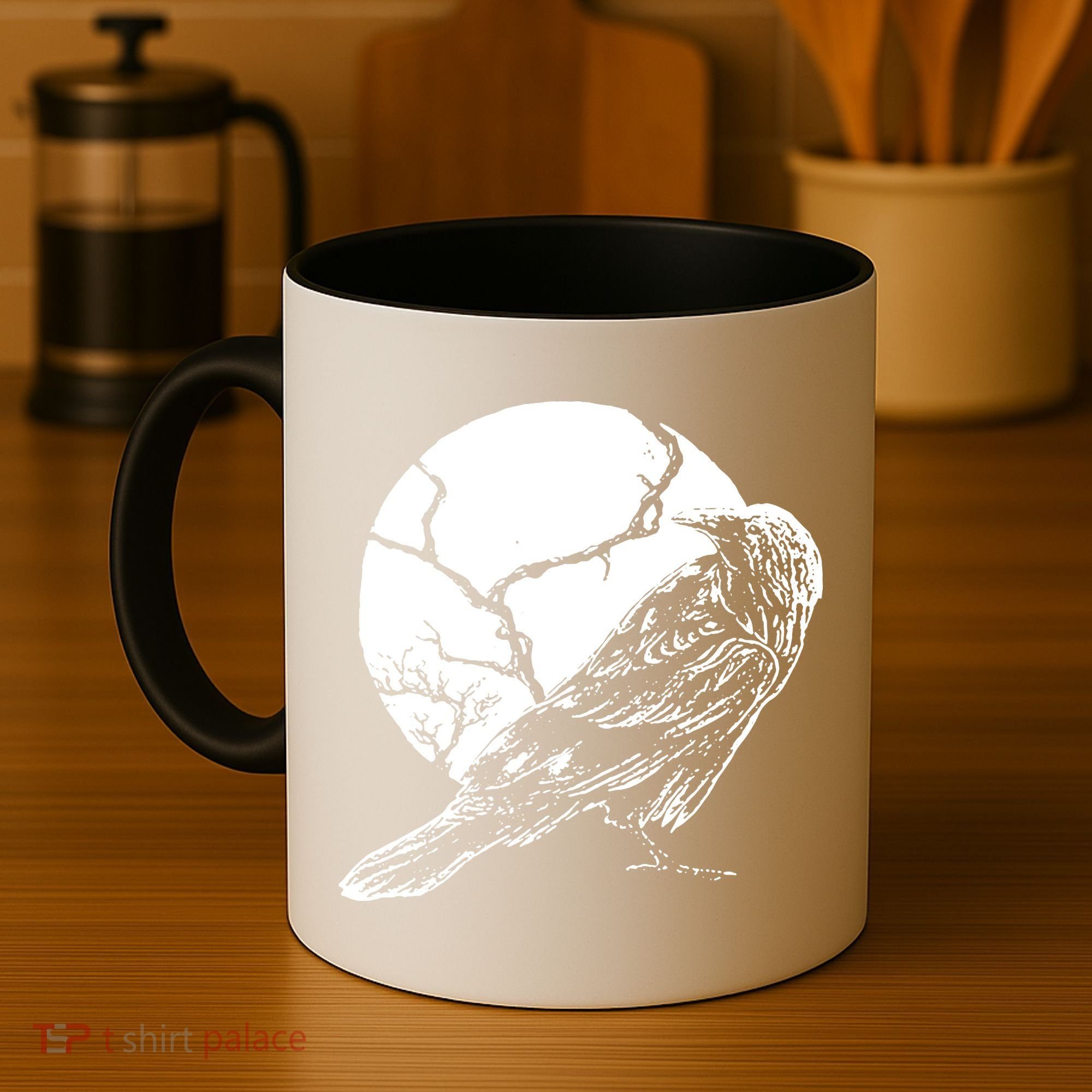 Horror Graphic Raven And Moon Coffee Mug