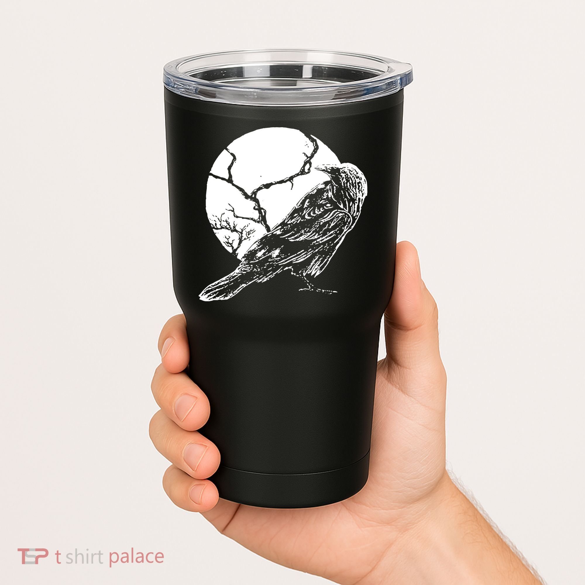 Horror Graphic Raven And Moon Tumbler