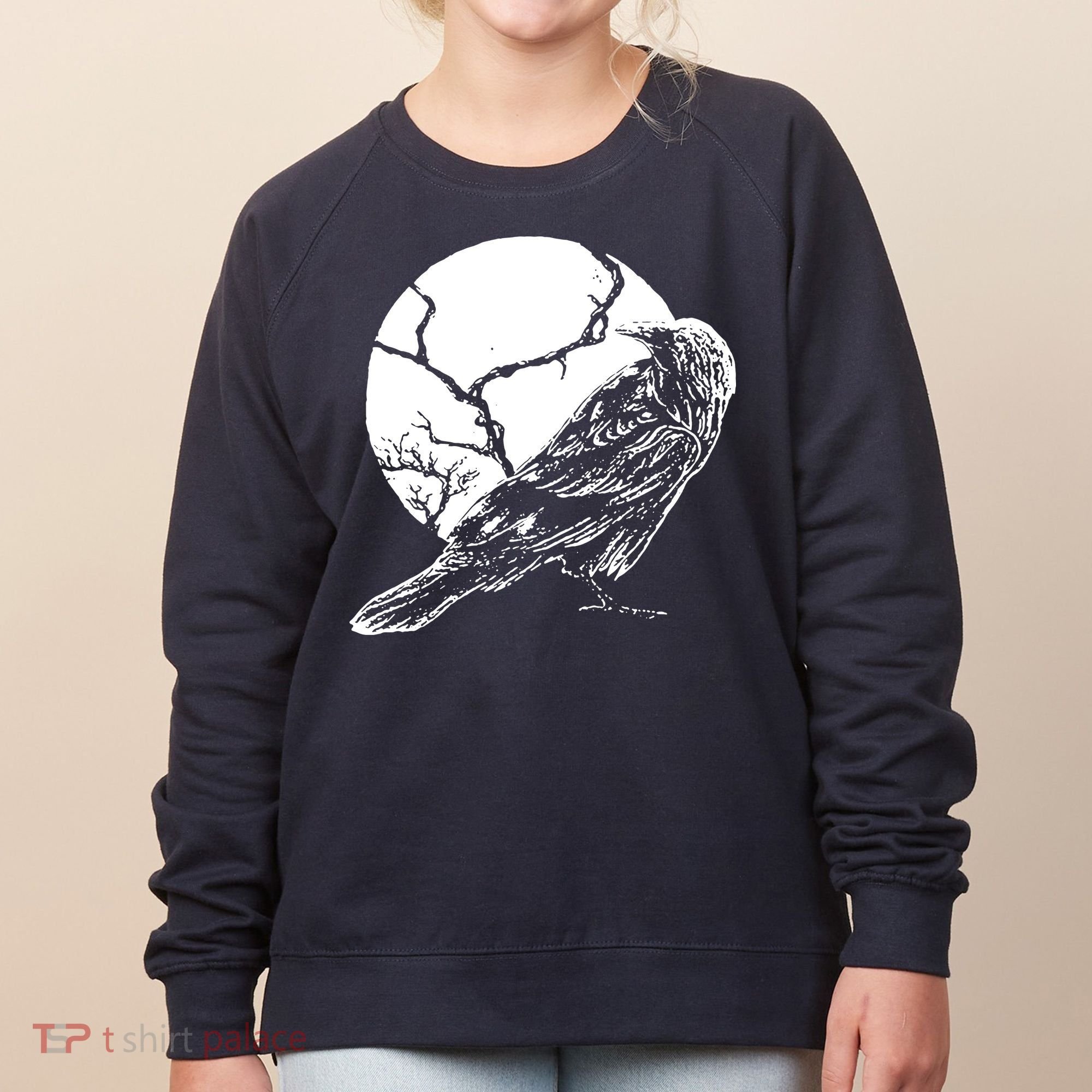 Horror Graphic Raven And Moon Women's Sweatshirt