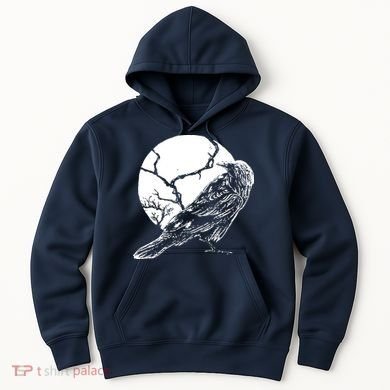 Horror Graphic Raven And Moon Hoodie