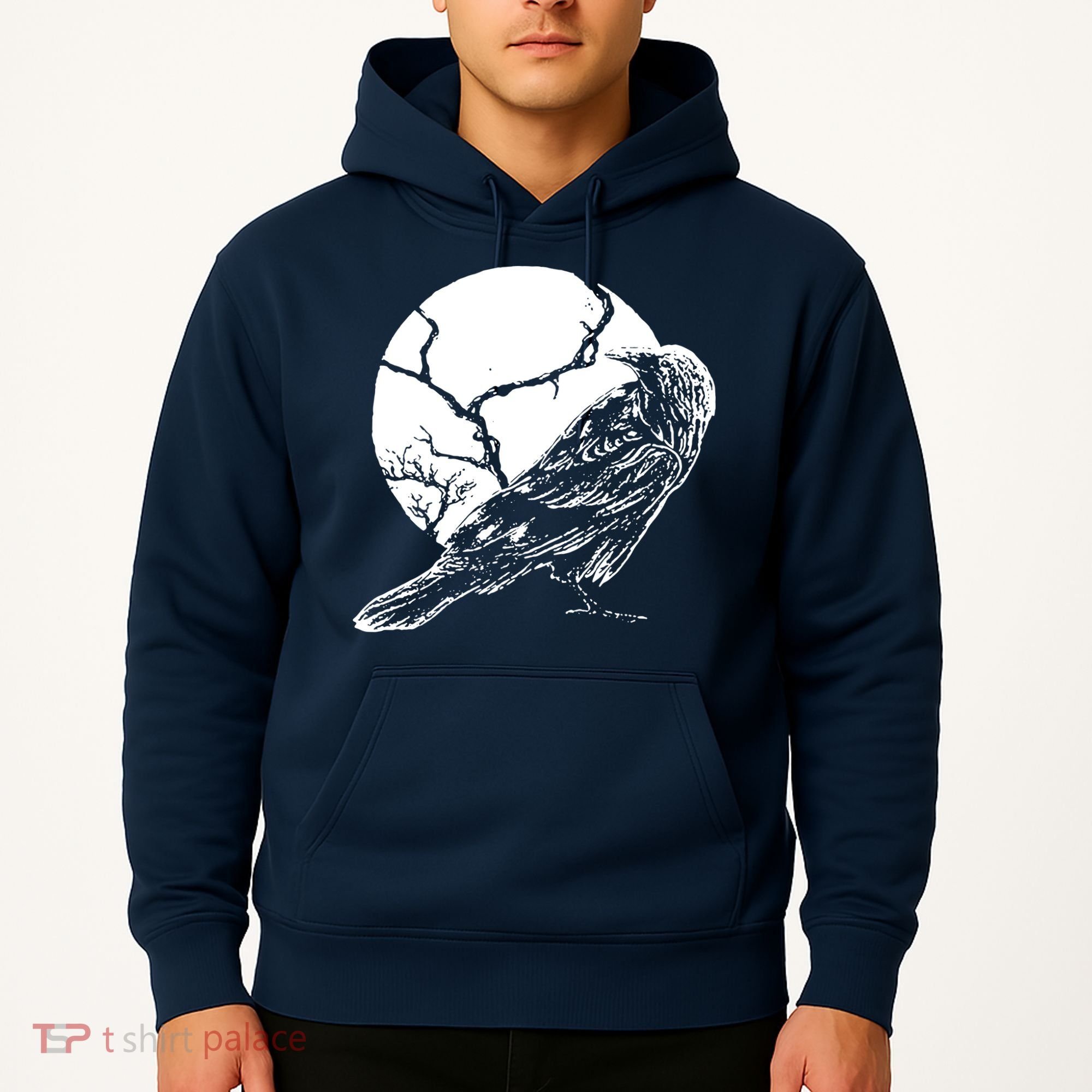 Horror Graphic Raven And Moon Hoodie