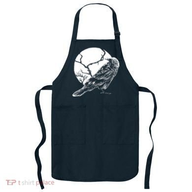 Horror Graphic Raven And Moon Apron