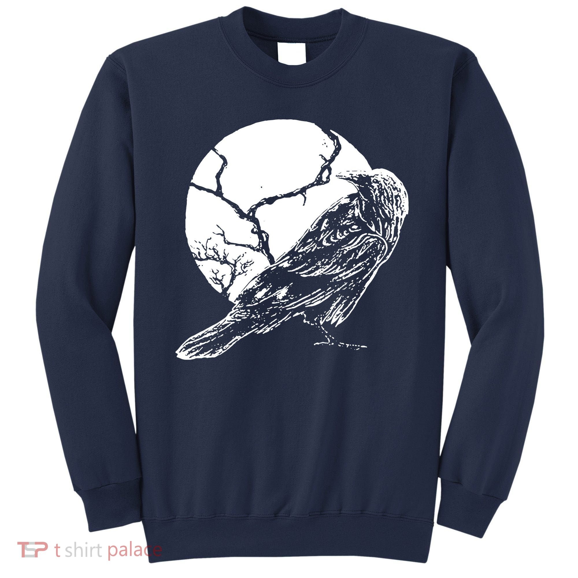 Horror Graphic Raven And Moon Sweatshirt