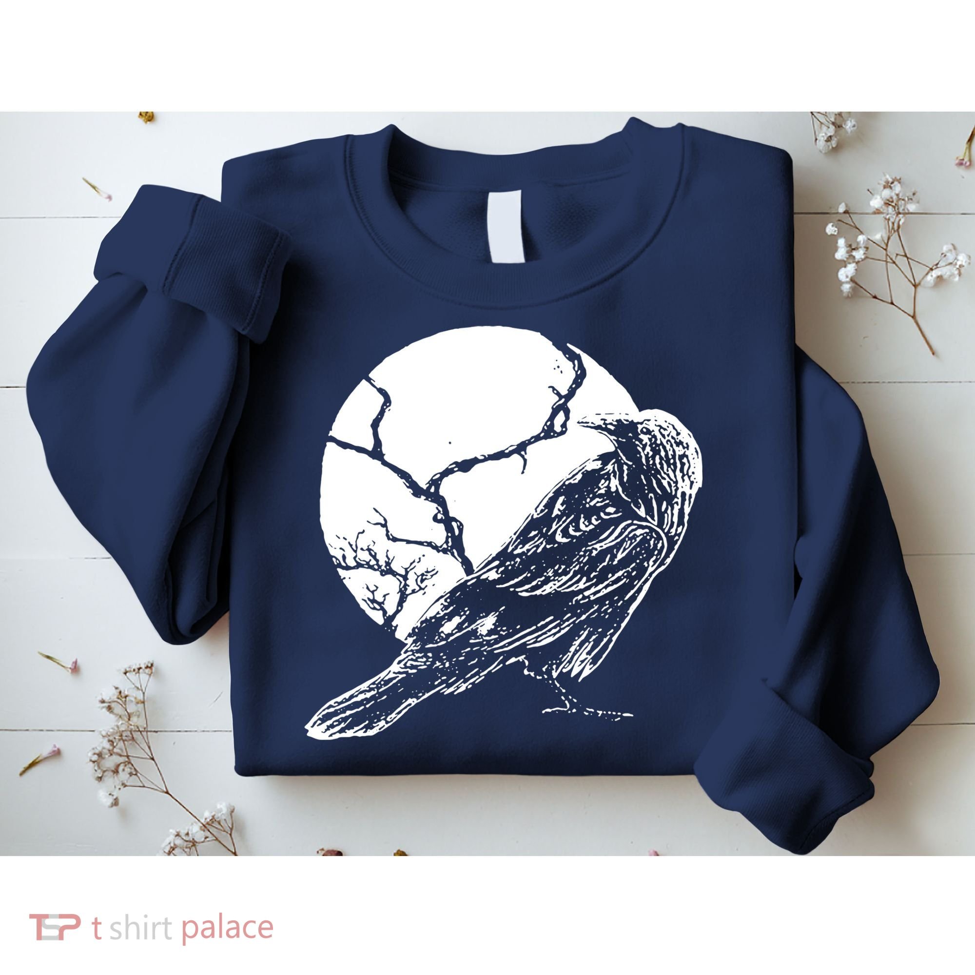 Horror Graphic Raven And Moon Sweatshirt