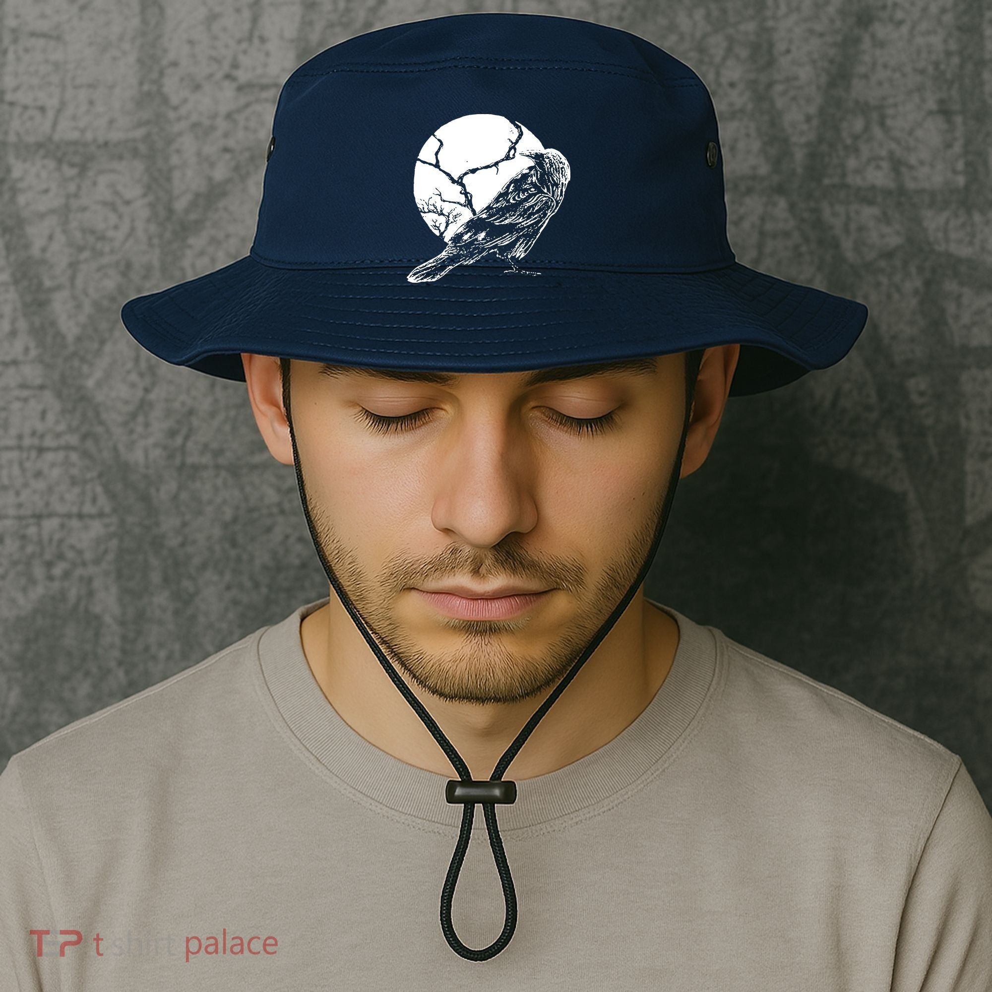 Horror Graphic Raven And Moon Bucket Hat
