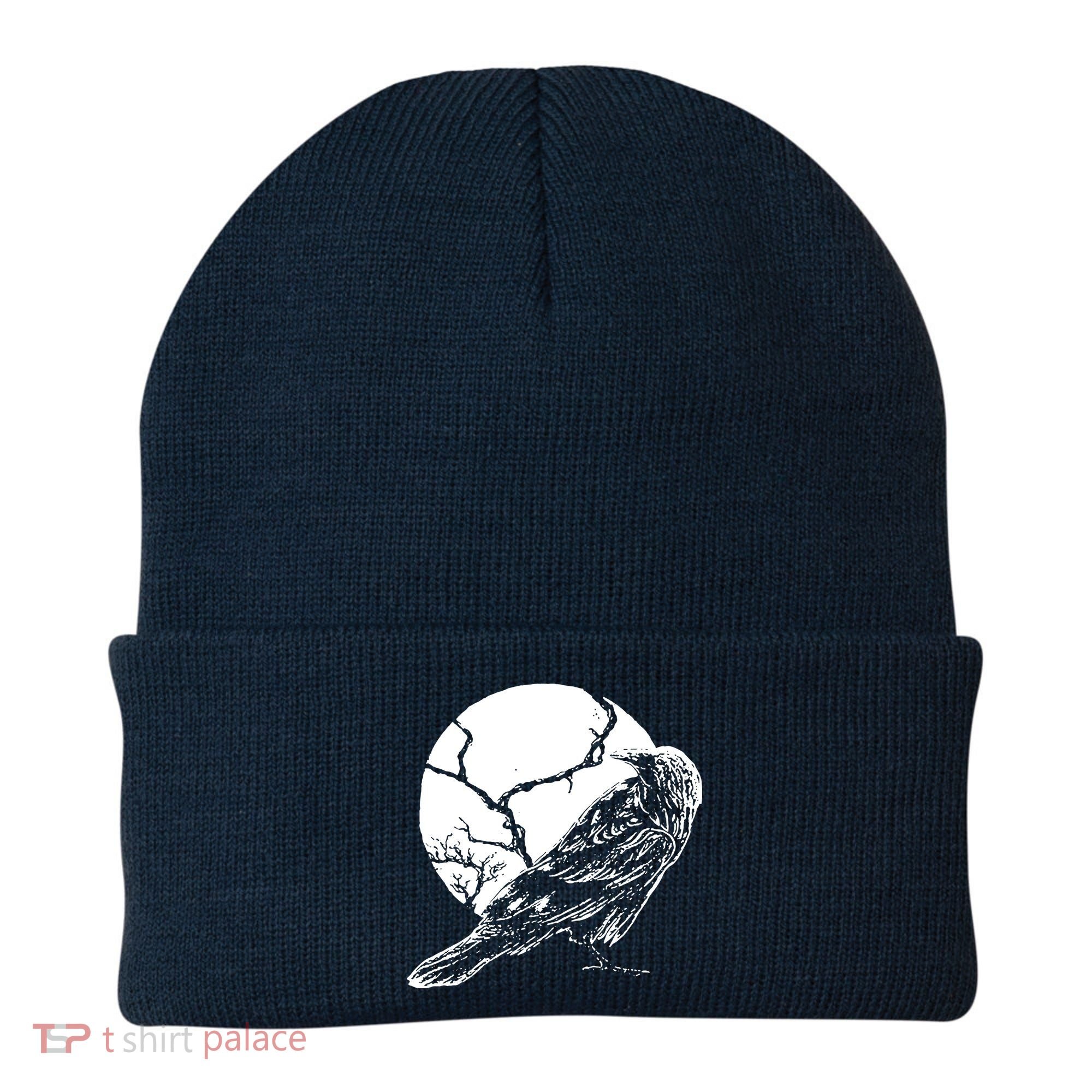 Horror Graphic Raven And Moon Beanie