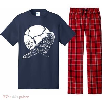 Horror Graphic Raven And Moon Pajama Set
