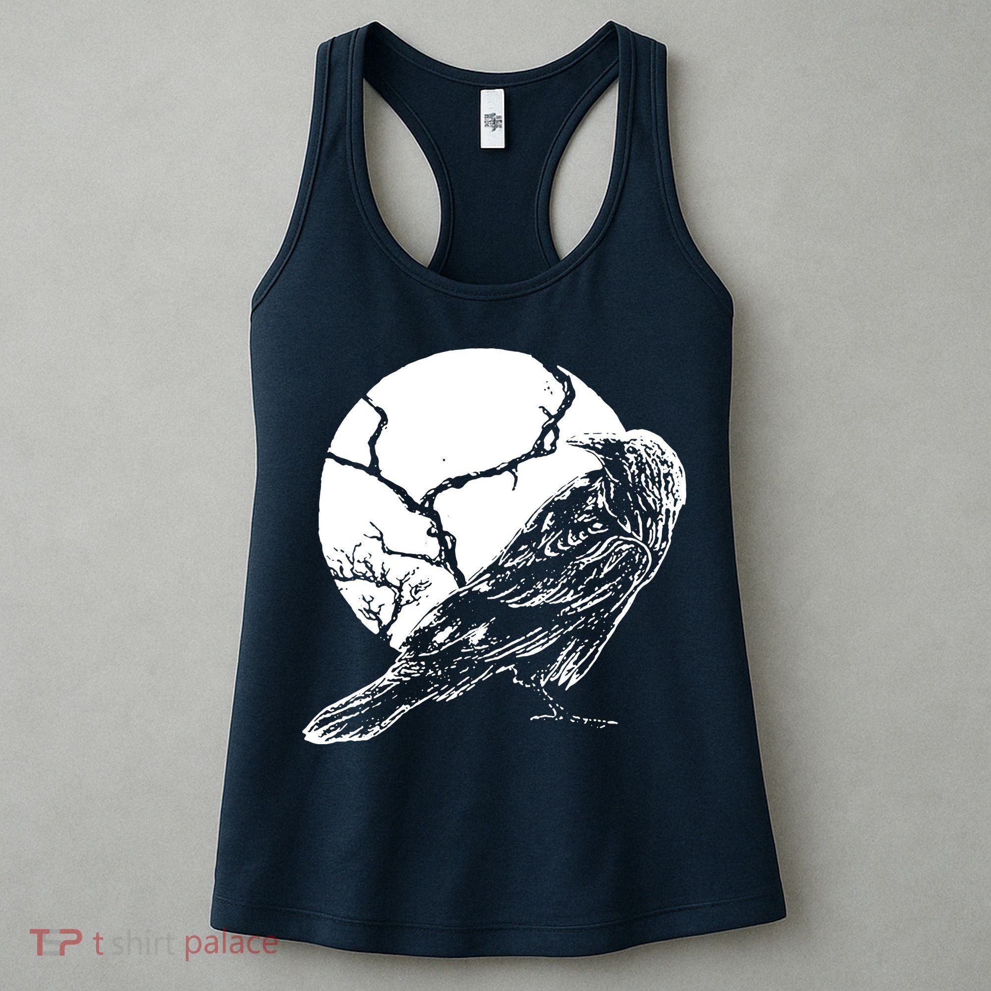 Horror Graphic Raven And Moon Women's Tank Top