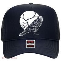 Horror Graphic Raven And Moon Hat thumb 0