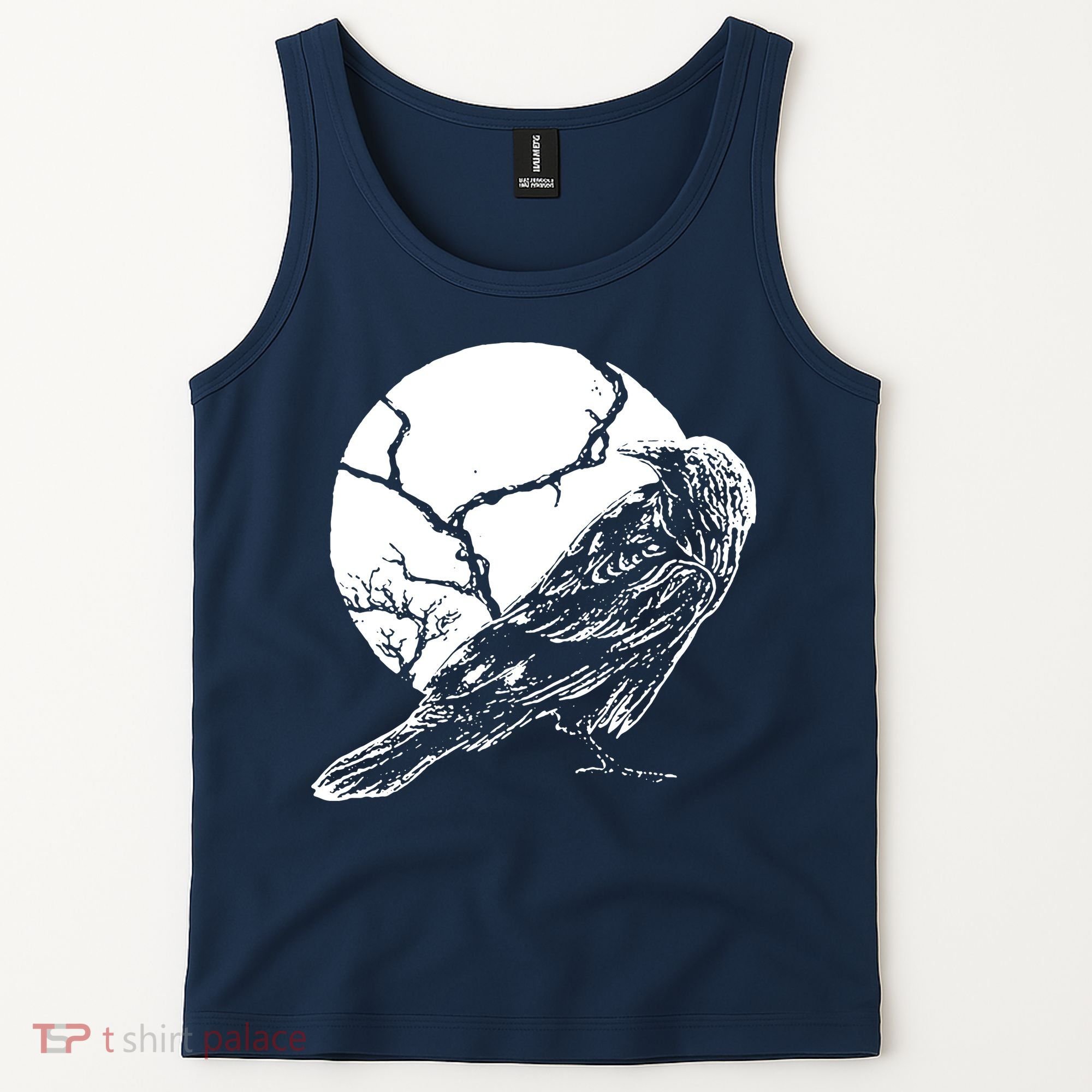 Horror Graphic Raven And Moon Tank Top