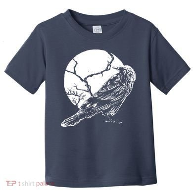 Horror Graphic Raven And Moon Toddler T-Shirt