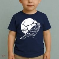 Horror Graphic Raven And Moon Toddler T-Shirt thumb 2