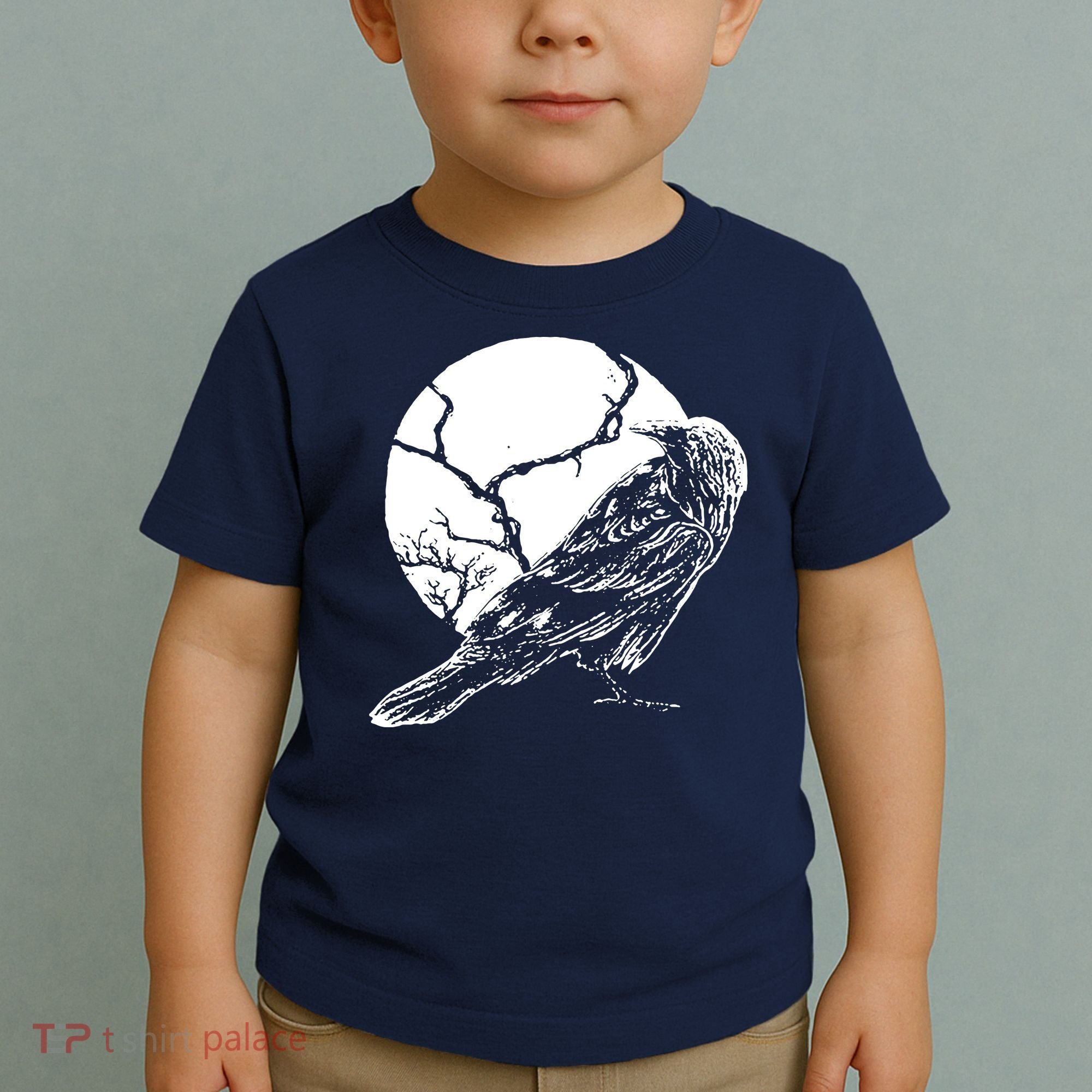 Horror Graphic Raven And Moon Toddler T-Shirt