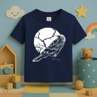 Horror Graphic Raven And Moon Toddler T-Shirt thumb 3