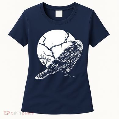 Horror Graphic Raven And Moon Women's T-Shirt