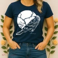 Horror Graphic Raven And Moon Women's T-Shirt thumb 2