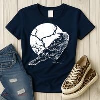 Horror Graphic Raven And Moon Women's T-Shirt thumb 3