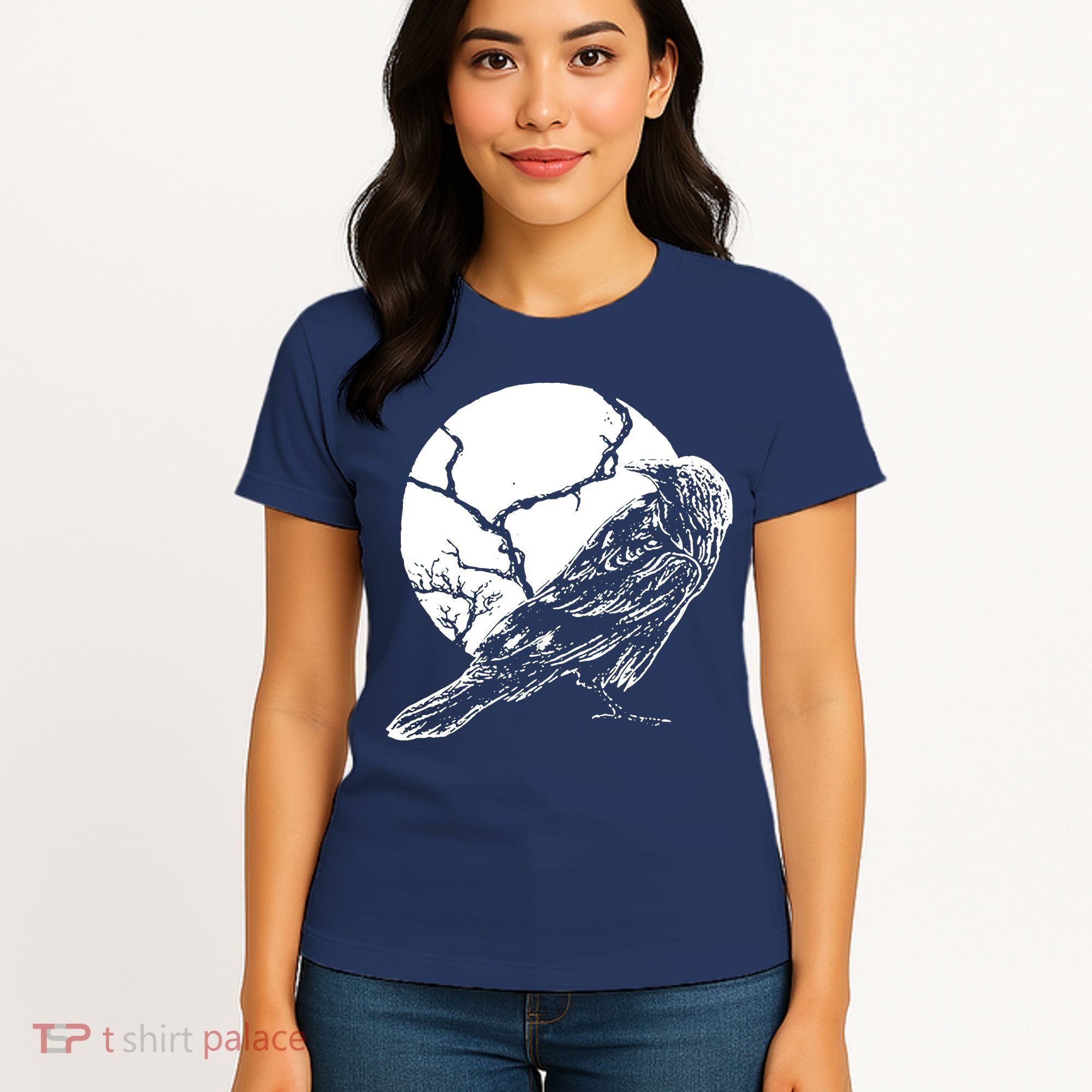 Horror Graphic Raven And Moon Women's T-Shirt