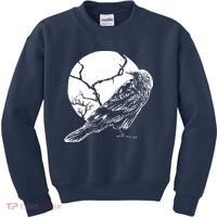 Horror Graphic Raven And Moon Kids Sweatshirt thumb 0