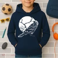 Horror Graphic Raven And Moon Kids Hoodie thumb 2