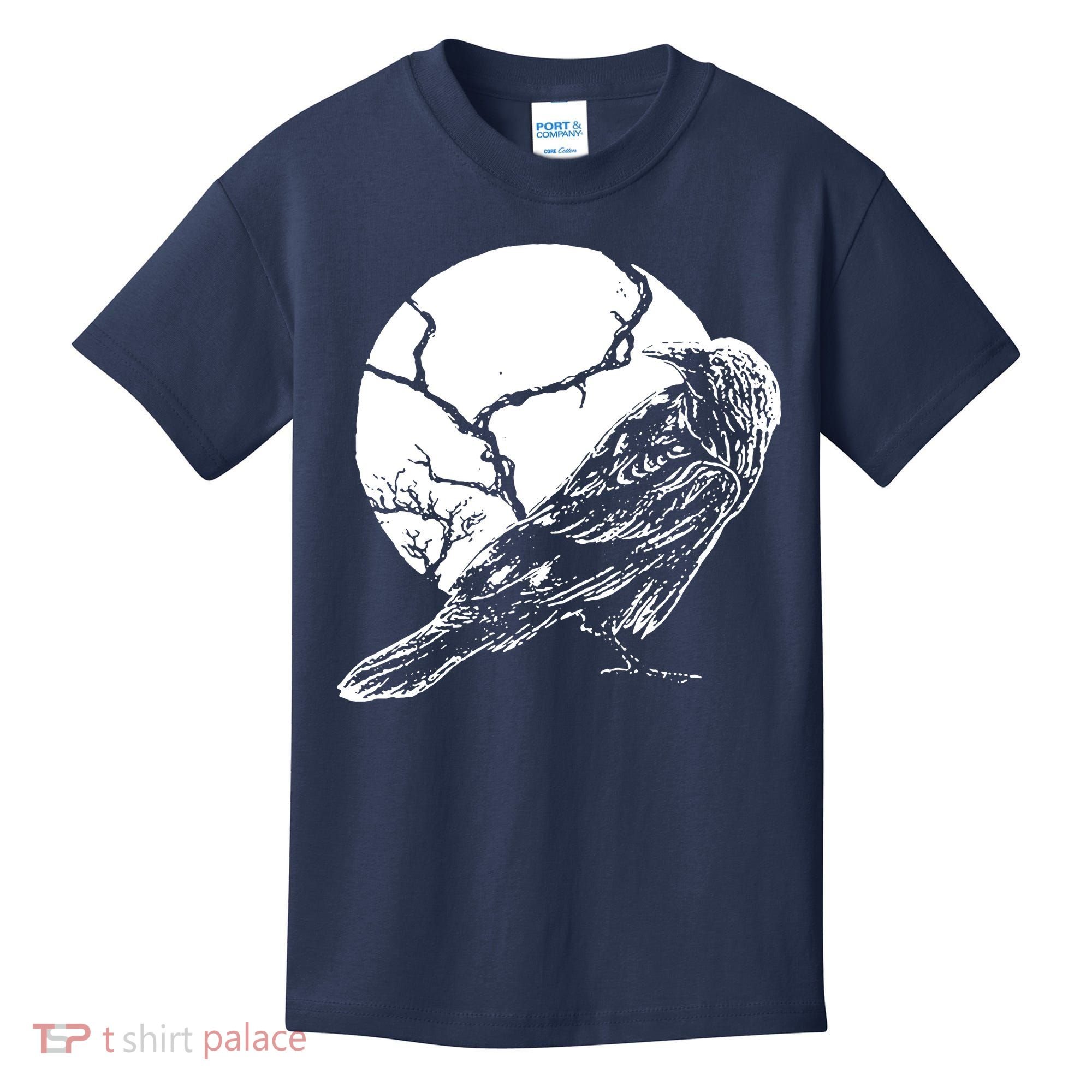 Horror Graphic Raven And Moon Kids T-Shirt