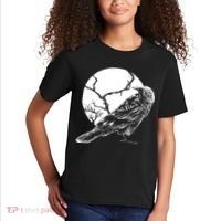 Horror Graphic Raven And Moon Kids T-Shirt thumb 2