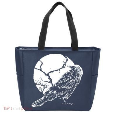 Horror Graphic Raven And Moon Tote Bag