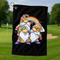 Hippie Gnomes Rainbow Golf Towel thumb 1