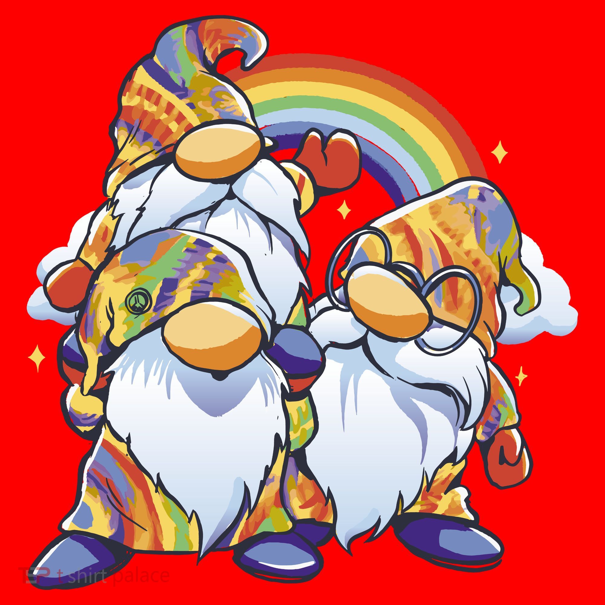 Hippie Gnomes Rainbow Santa Hat