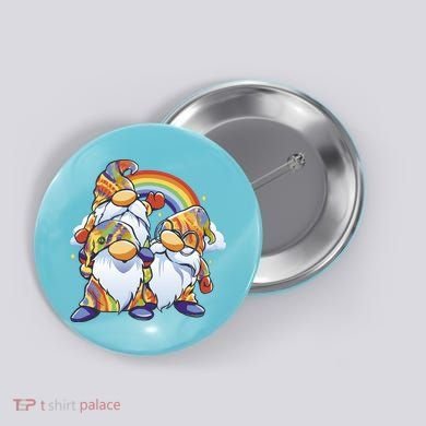 Hippie Gnomes Rainbow Button