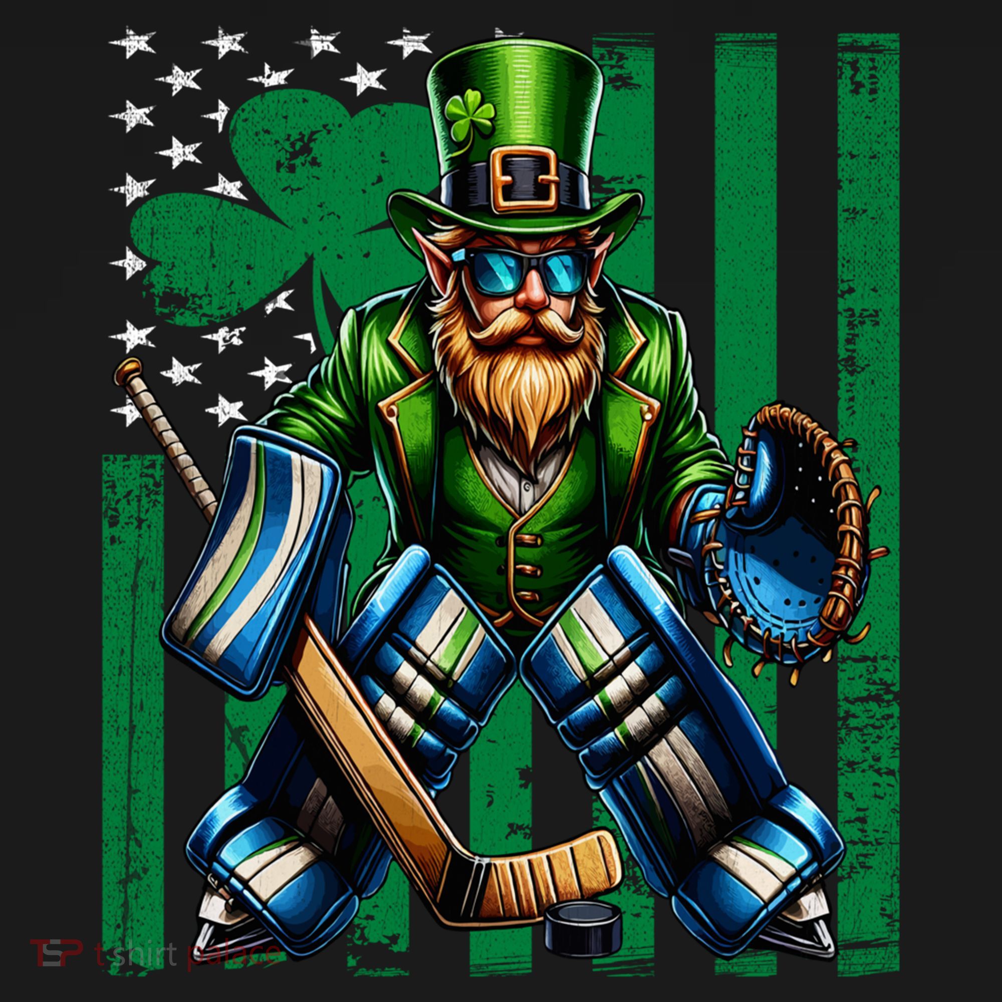 Hockey Goalie St Patricks Day Irish Shamrock American Flag Cool Gift Women's Hoodie