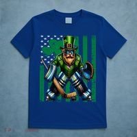 Hockey Goalie St Patricks Day Irish Shamrock American Flag Cool Gift T-Shirt thumb 5