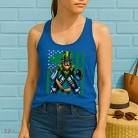 Hockey Goalie St Patricks Day Irish Shamrock American Flag Cool Gift Women's Tank Top thumb 2