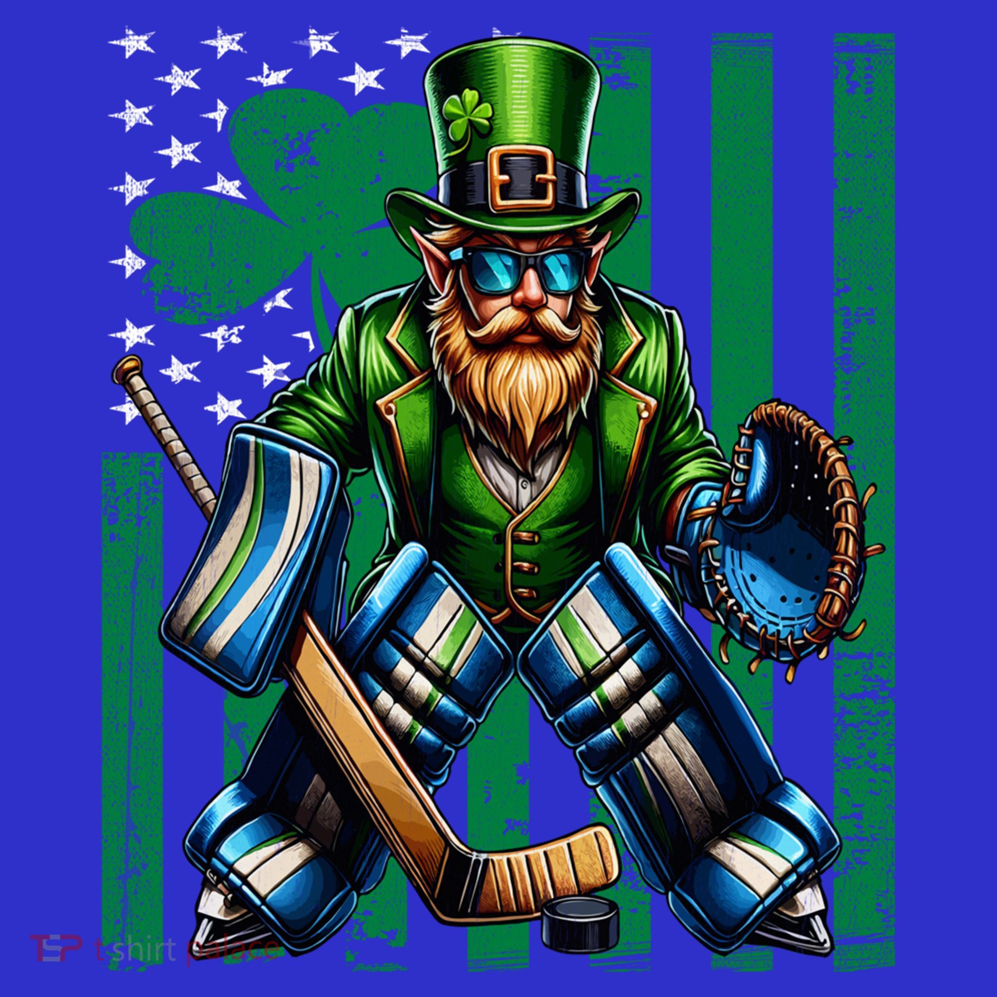 Hockey Goalie St Patricks Day Irish Shamrock American Flag Cool Gift Women's Tank Top