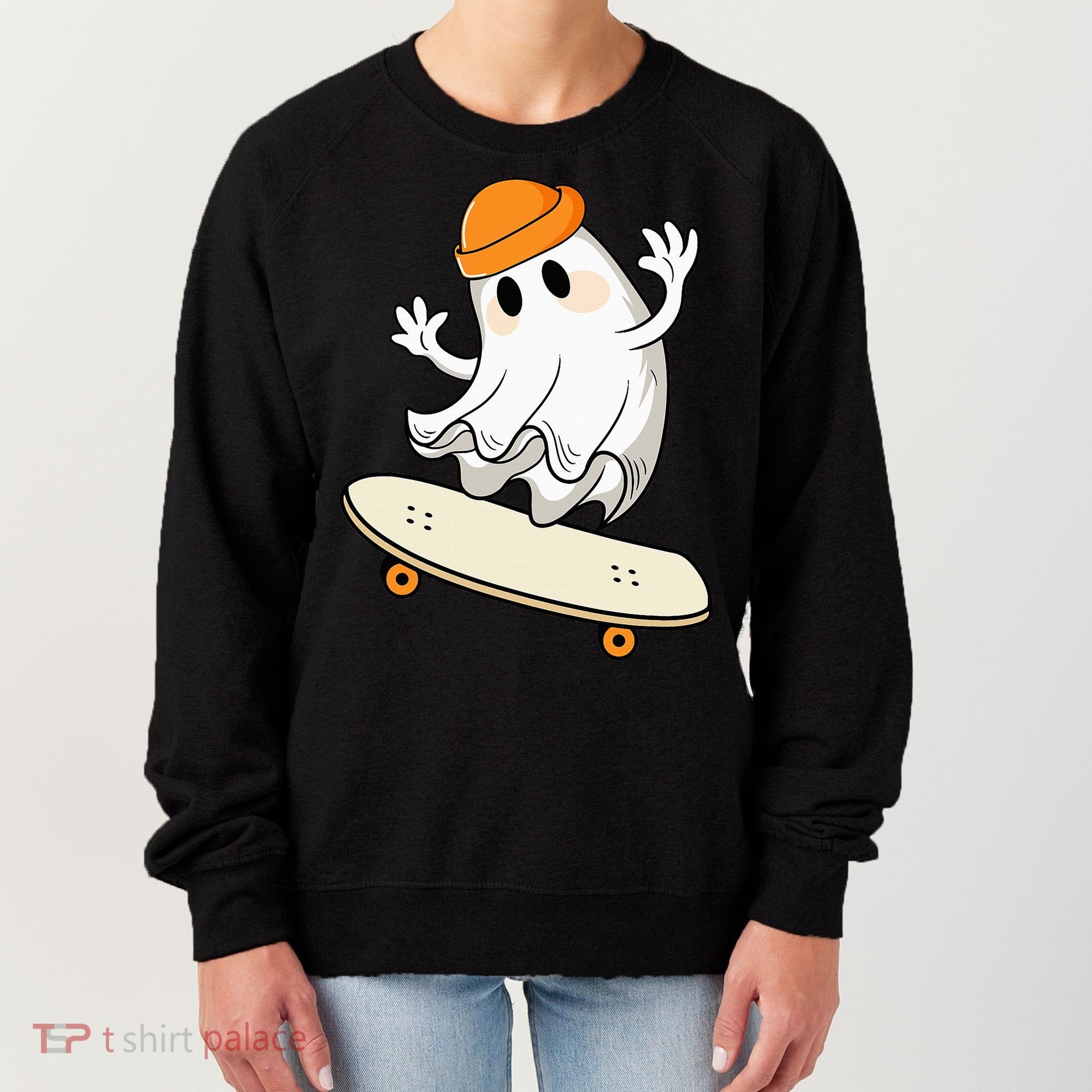 Halloween Ghost Skateboard Halloween Skateboarding Women's Sweatshirt