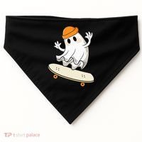 Halloween Ghost Skateboard Halloween Skateboarding USA-Made Doggie Bandana thumb 0