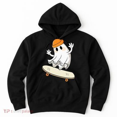 Halloween Ghost Skateboard Halloween Skateboarding Hoodie
