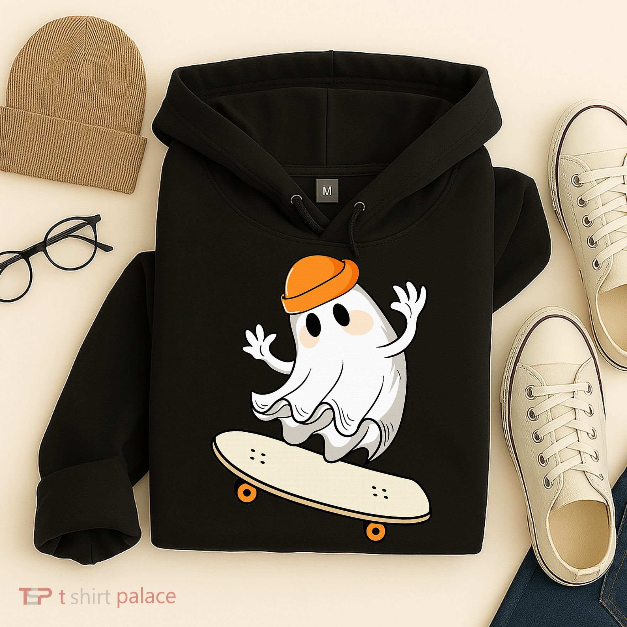 Halloween Ghost Skateboard Halloween Skateboarding Hoodie