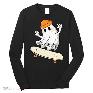 Halloween Ghost Skateboard Halloween Skateboarding Long Sleeve Shirt