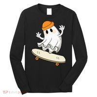 Halloween Ghost Skateboard Halloween Skateboarding Long Sleeve Shirt thumb 0