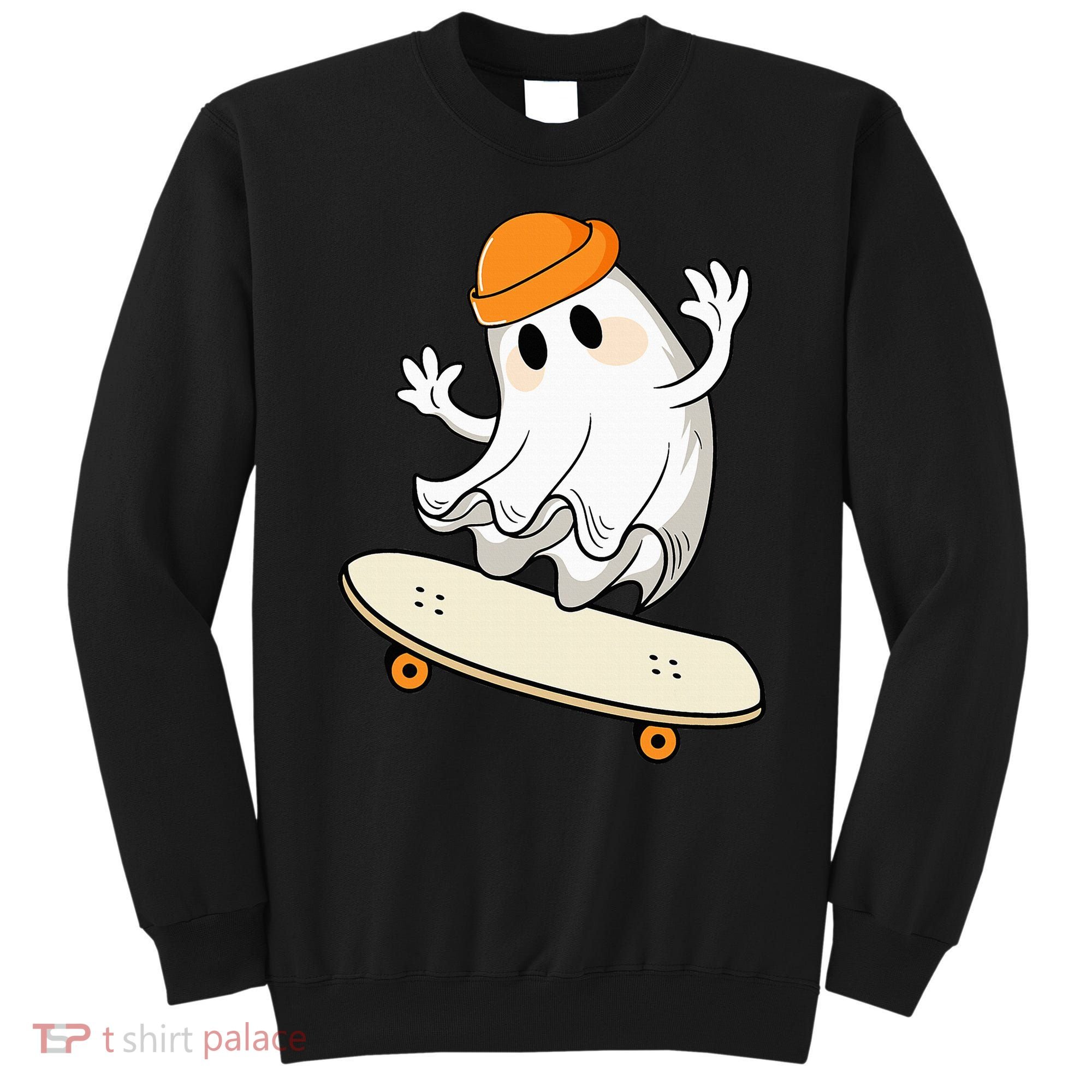 Halloween Ghost Skateboard Halloween Skateboarding Sweatshirt