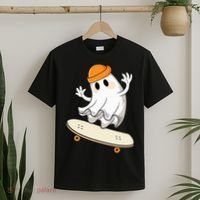 Halloween Ghost Skateboard Halloween Skateboarding T-Shirt thumb 2