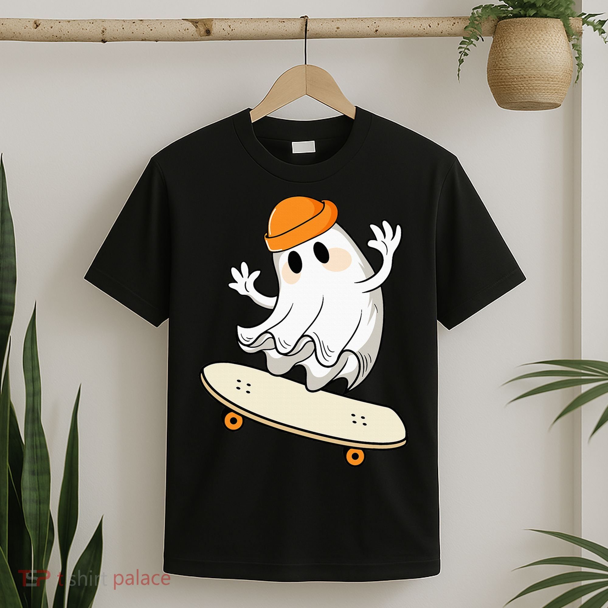 Halloween Ghost Skateboard Halloween Skateboarding T-Shirt