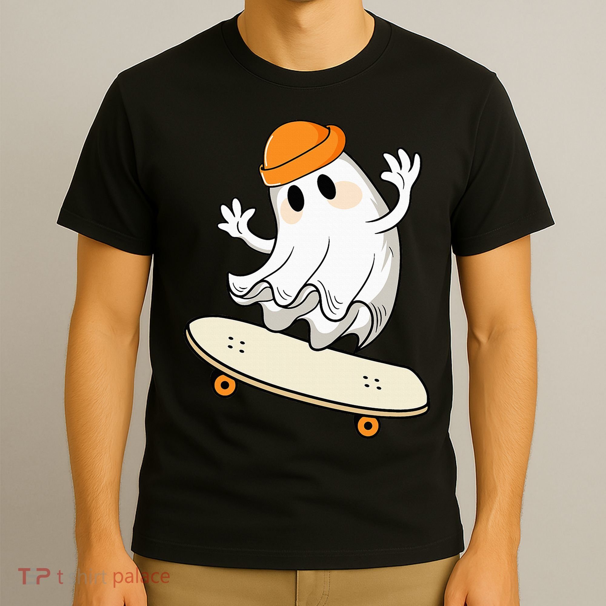 Halloween Ghost Skateboard Halloween Skateboarding T-Shirt