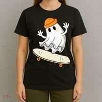 Halloween Ghost Skateboard Halloween Skateboarding T-Shirt thumb 4