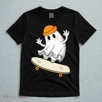 Halloween Ghost Skateboard Halloween Skateboarding T-Shirt thumb 5