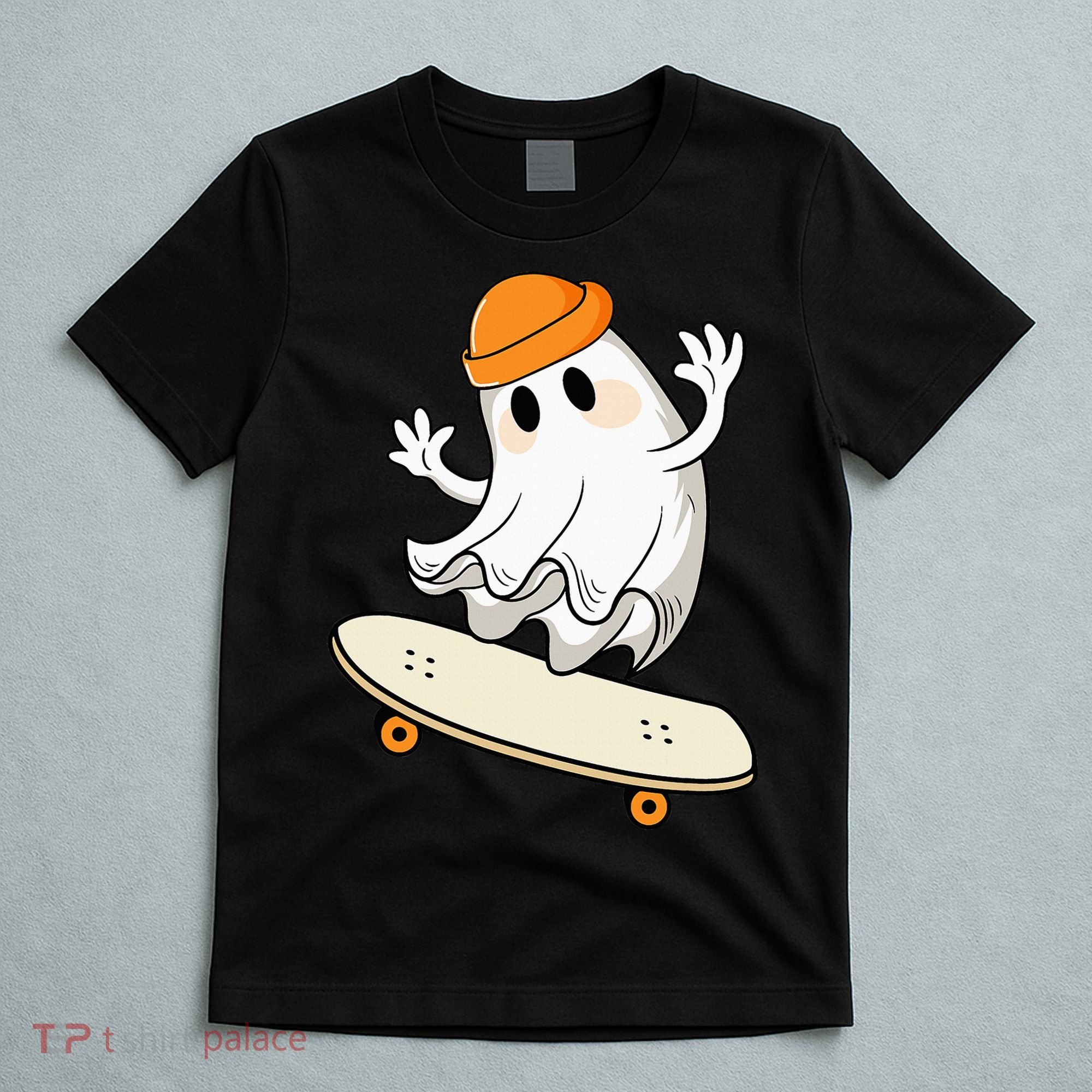 Halloween Ghost Skateboard Halloween Skateboarding T-Shirt