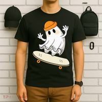 Halloween Ghost Skateboard Halloween Skateboarding T-Shirt thumb 6